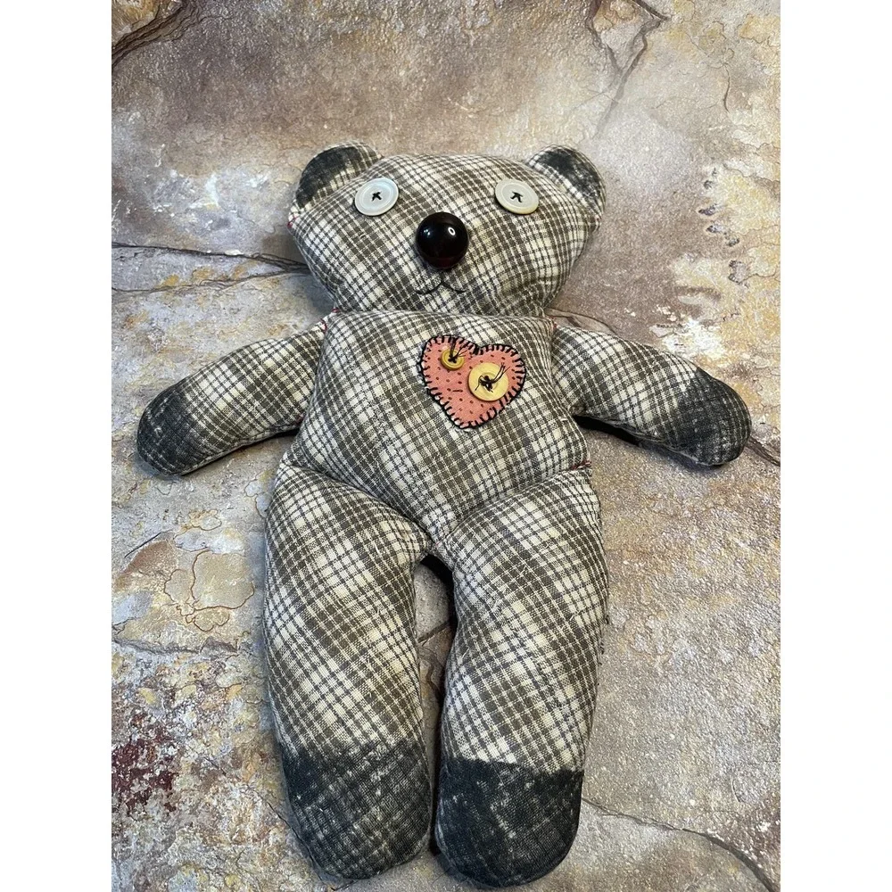 Handmade - Sewed  Vintage Teddy Bear Heart Patch